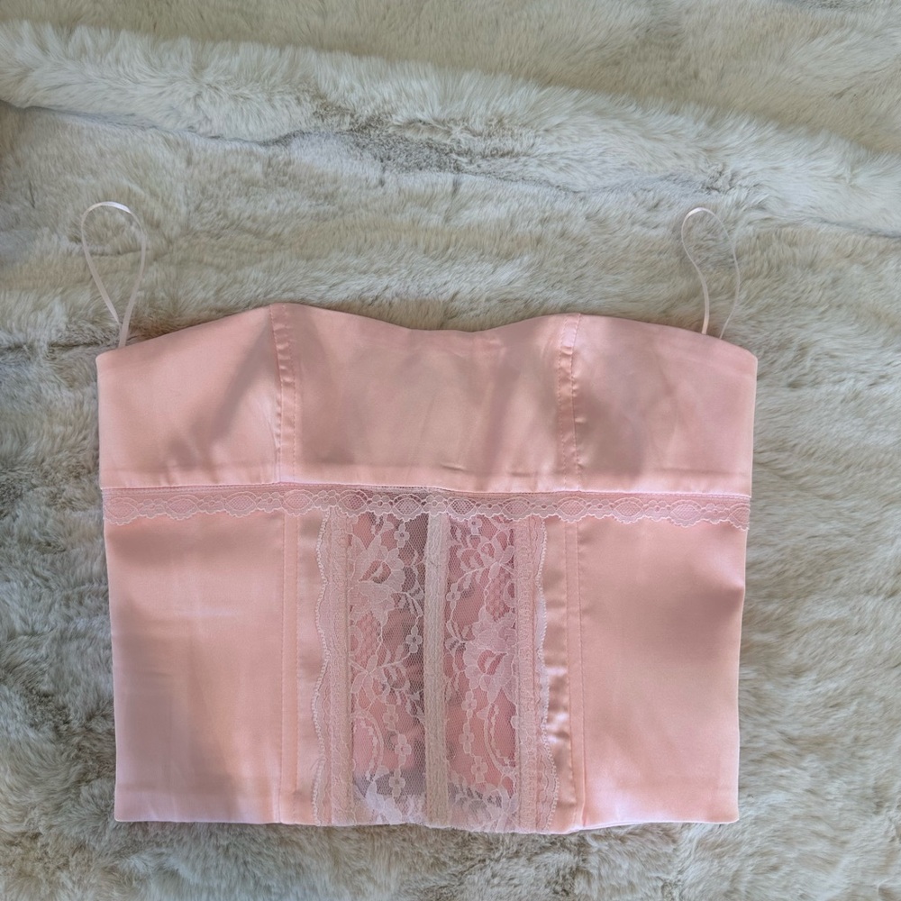 Edikted Pink Corset with Lace Trim